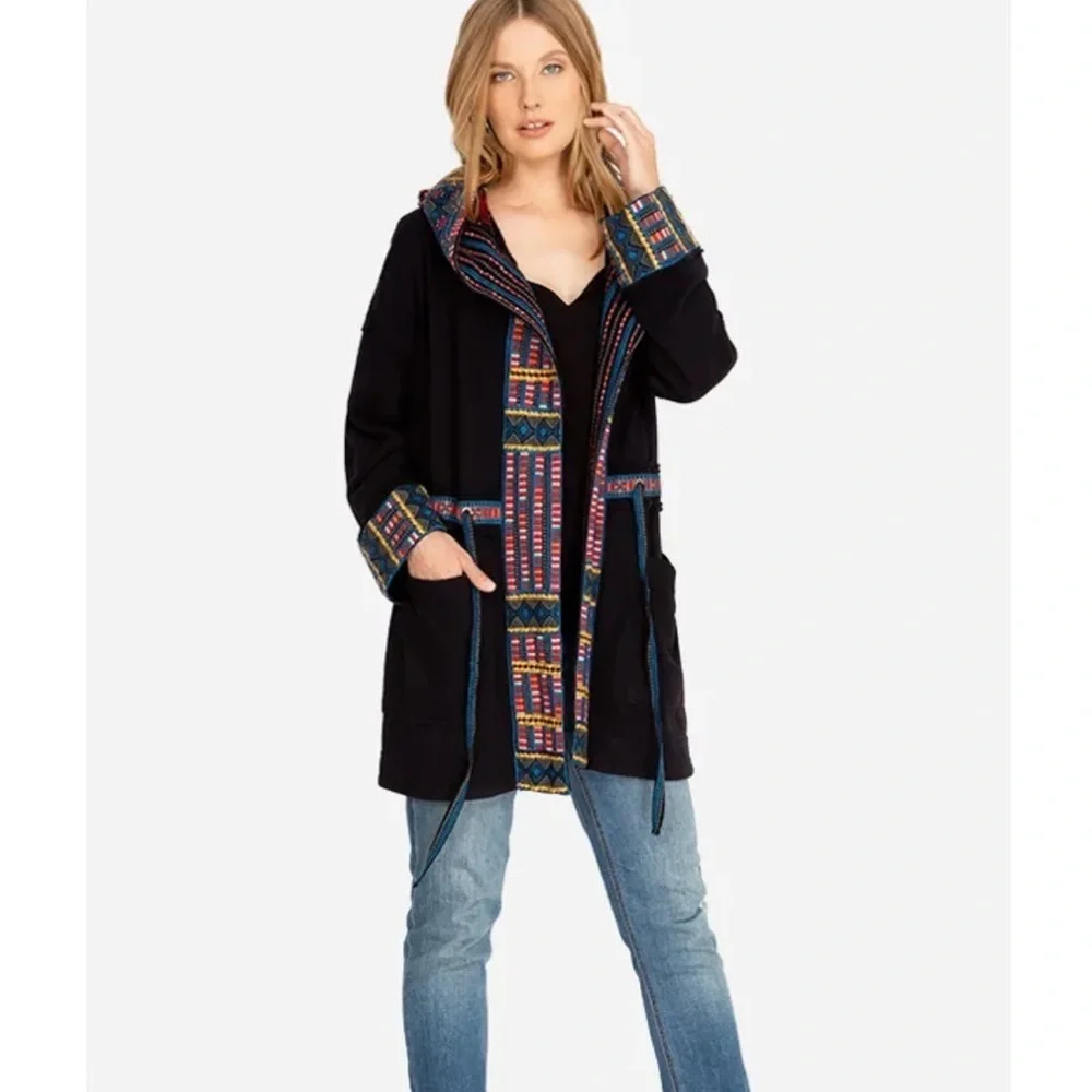 NWT! Johnny Was XL Tia embroidered hooded anorak coat.